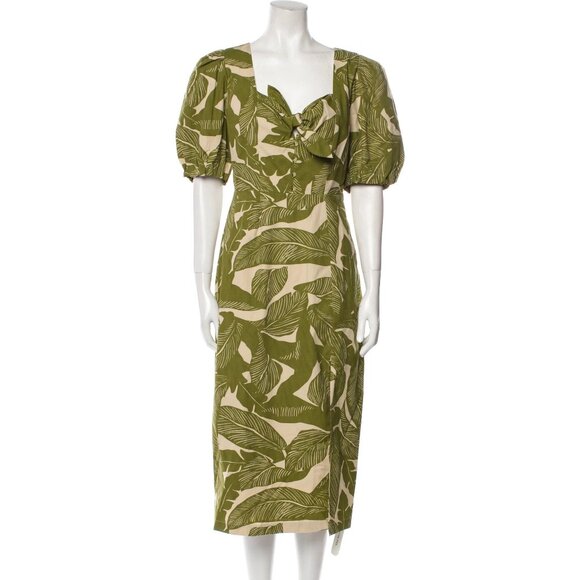Walter Baker Juanita Palm Print Dress, Green‎ & Cream, Size 10 - Picture 1 of 6